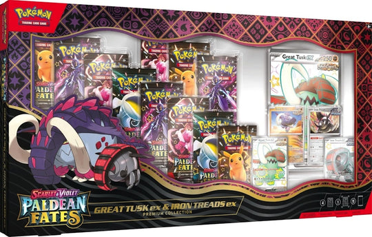 Pokemon Paldean Fates Great Tusk ex & Iron Treads ex Premium Collection Box 2025 Pokémon Scarlet & Violet