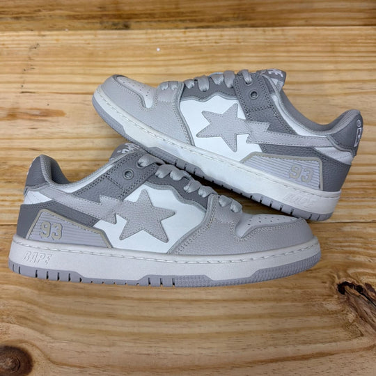 A Bathing Ape Sk8 Sta #5 White Grey Size 7Y (Lightly Worn)