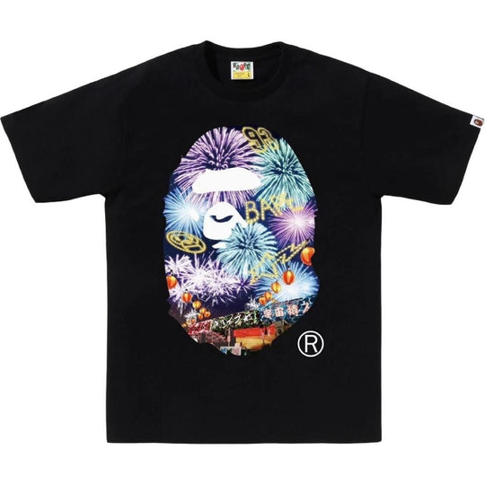BAPE Fireworks Ape Head Tee Black (Japan Exclusive)