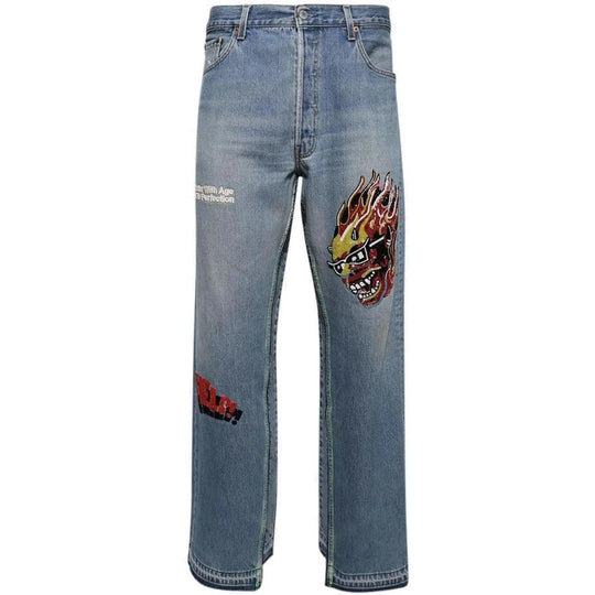 Better With Age Sham Hand Beaded Double-Wide Denim