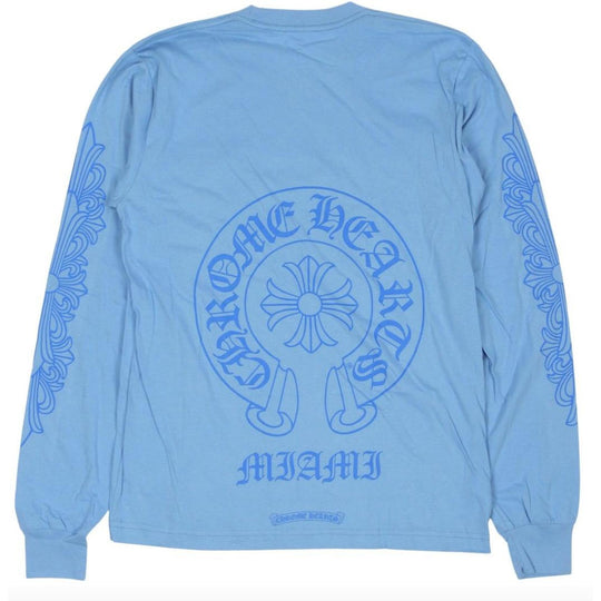 Chrome Hearts Miami Horseshoe Logo L/S T-Shirt Blue