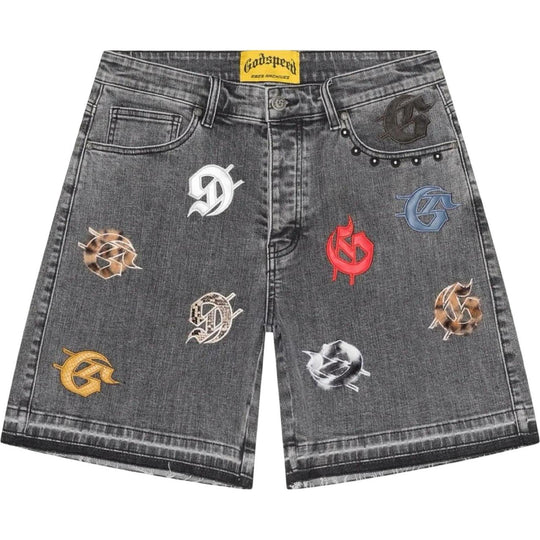 Godspeed Infinity Denim Shorts Grey Multi-Color