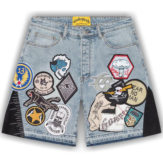 Godspeed Patchwork Denim Shorts V2 'Blue'
