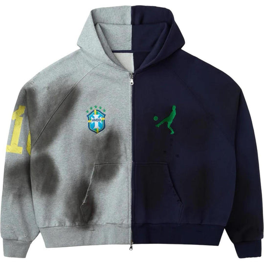 HMDD Arnold Palmer Zip Up Hoodie Grey Navy