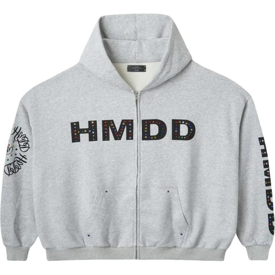 HMDD Chimstone Rhinestone Hoodie Grey