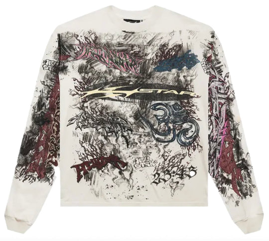 Hellstar Graffiti Long Sleeve T-Shirt White