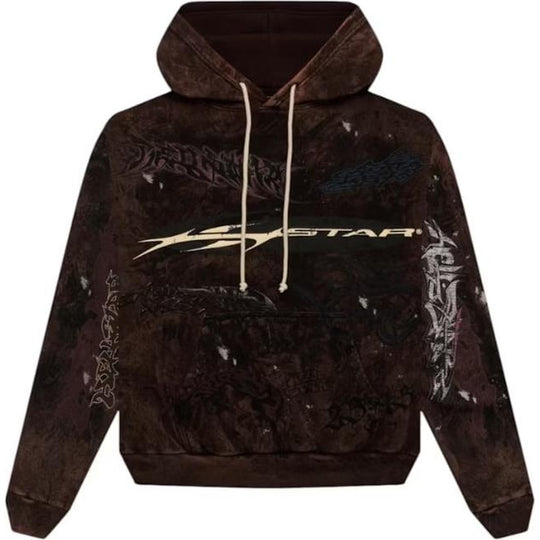 Hellstar New Testament Graffiti Hoodie Brown