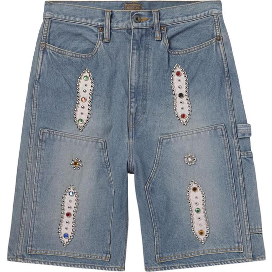 Kapital 14oz Studs Remake Denim Shorts Light Wash