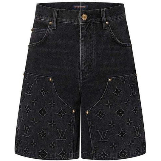 Louis Vuitton Monogram Workwear Denim Shorts Black