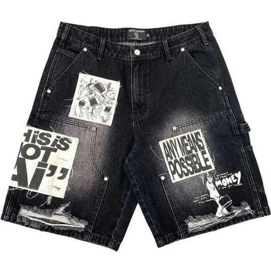 Mixed Emotions AI Denim Shorts Black