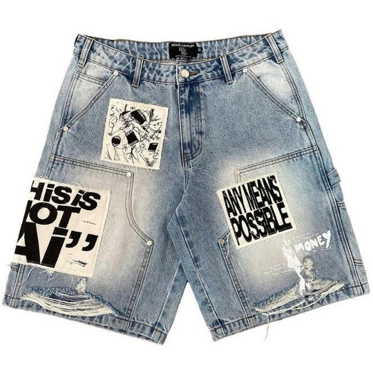 Mixed Emotions AI Denim Shorts Blue