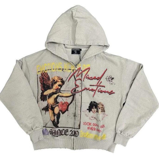 Mixed Emotions Broken Halo Hoodie Grey