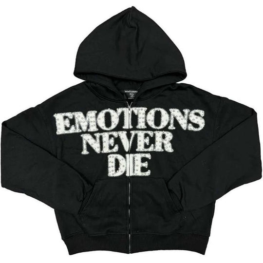 Mixed Emotions "End" Rhinestone Hoodie Black