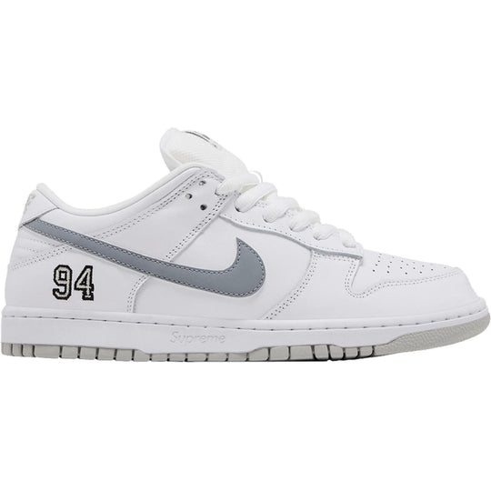 Nike SB Dunk Low Supreme 94 White Metallic Silver