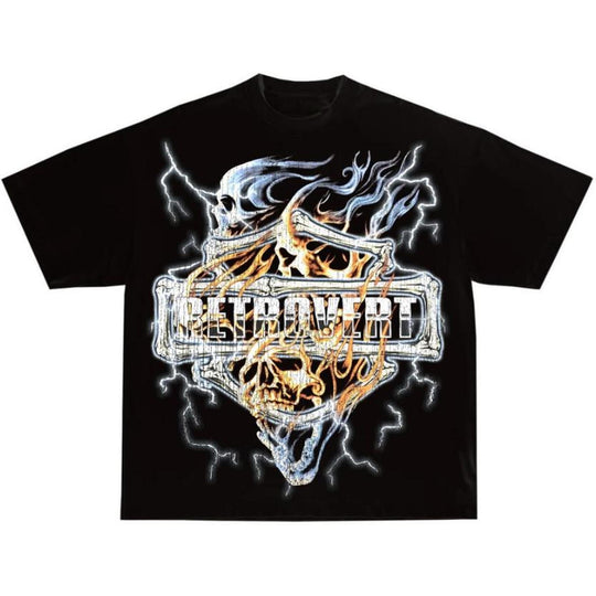 Retrovert Blue Skull Tee Black