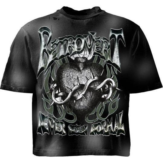 Retrovert Heart Green Thorn T-Shirt Black