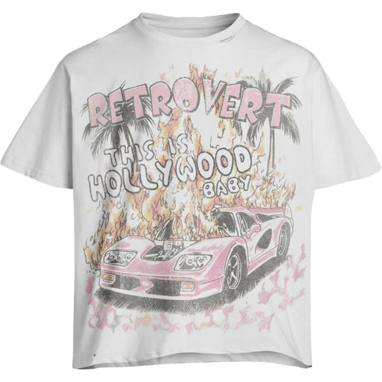 Retrovert This is Hollywood Tee White Pink