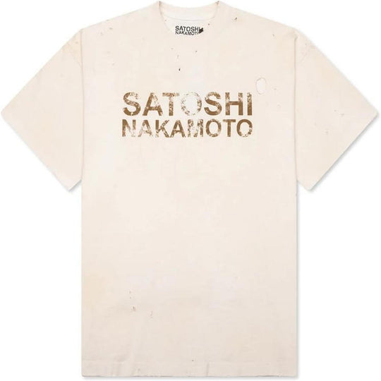 Satoshi Nakamoto Logo Dirt Tee White
