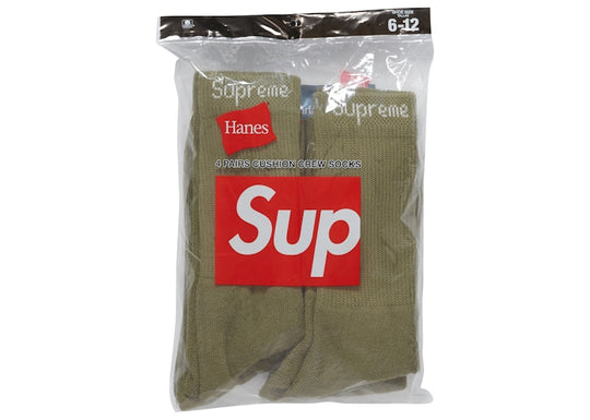 Supreme Hanes Crew Socks (4 Pack) Olive