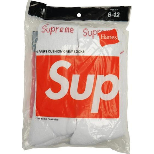 Supreme Hanes Crew Socks (4 Pack) White