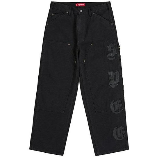 Supreme Leather Applique Double Knee Painter Pant Black
