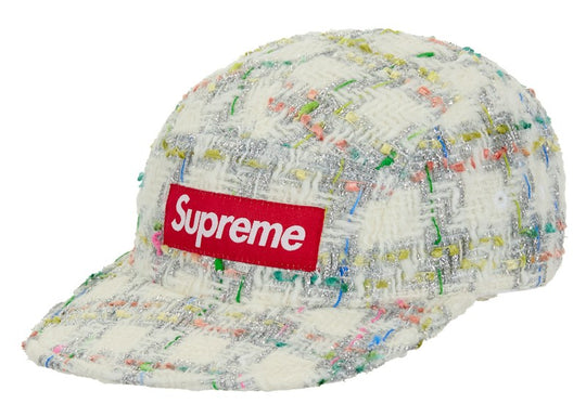 Supreme Metallic Boucle Camp Cap White