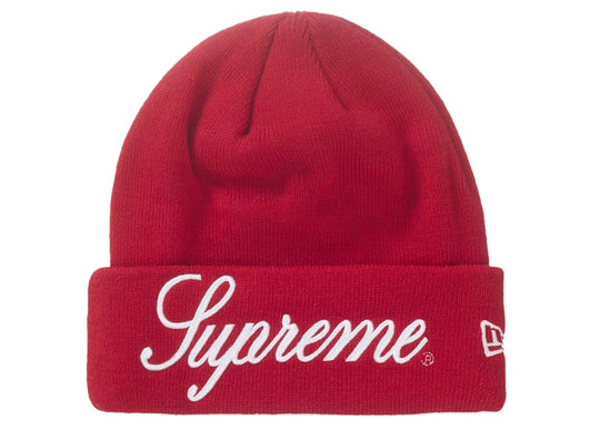 Supreme New Era Script Beanie Red