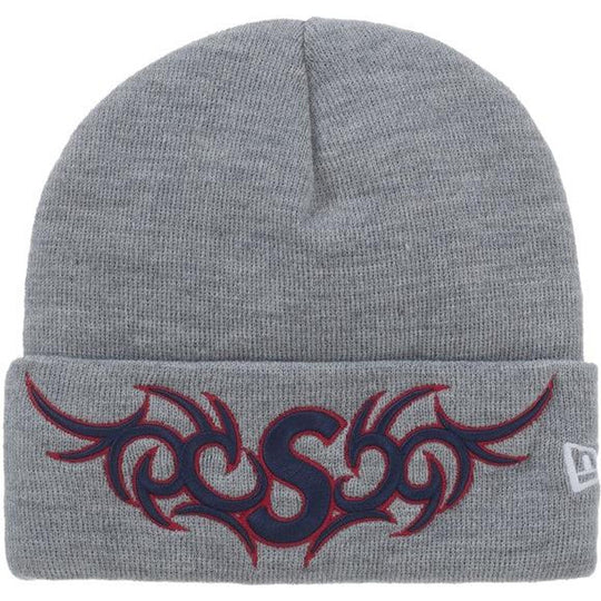 Supreme New Era Tribal S Logo Beanie Heather Grey