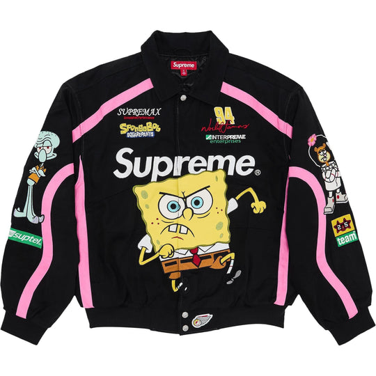 Supreme SpongeBob SquarePants Jeff Hamilton Racing Jacket Black