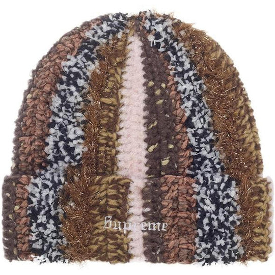 Supreme Tinsel Stripe Beanie Brown