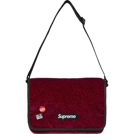 Supreme Velvet Small Messenger Bag Red Leopard