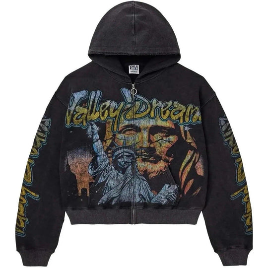 VALE Forever God's Liberty Zip Up Hoodie Black